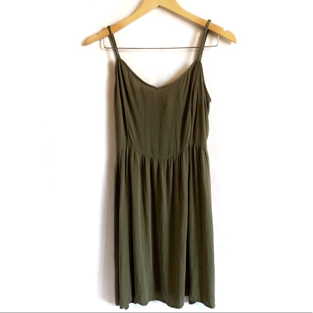 H&M Army Green Spaghetti Strap Dress Size 14